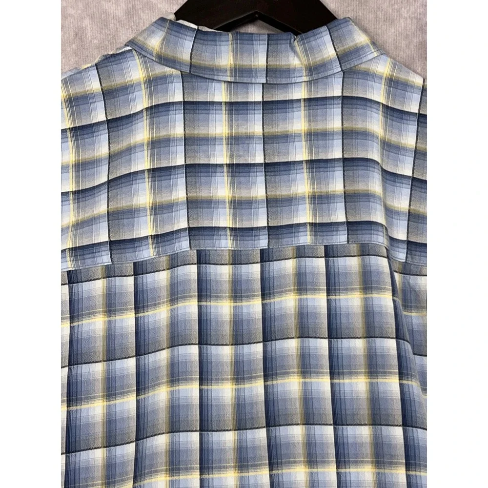 Tommy Bahama Silk Plaid Button Down Shirt Mens Large Blue Yellow Excellent - Picture 7 of 8